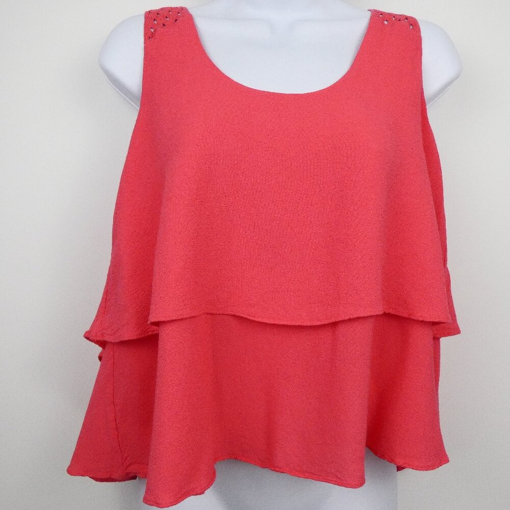 Anthropologie HD in Paris Shirt Tank Top Womens 0 Coral Pink Sleeveless Midi
